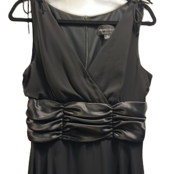 Connected Apparel Women's Lined Tea Length Dress  Black Mesh Over Black SZ 12 - Picture 4 of 6